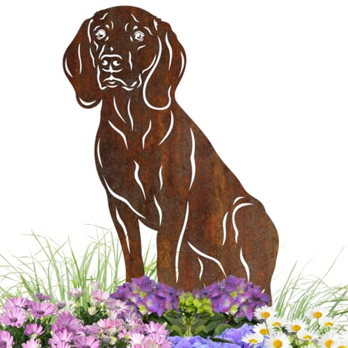 Terma Stahldesign Rost Gartenstecker Hund Bayerischer Gebirgsschweißhund (BGS) Handmade Germany tolle gartendeko aus Rost-Metall deko rostoptik Rostfiguren Tiere