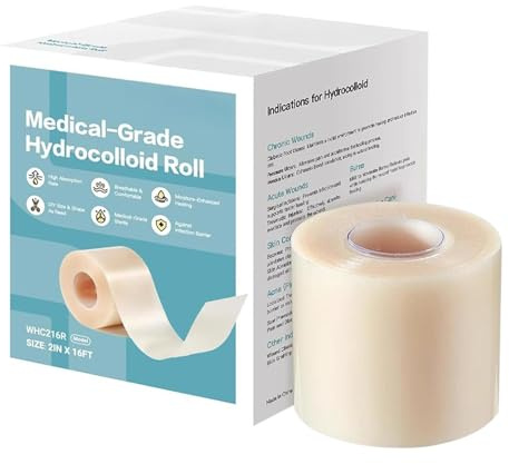 Hydrokolloid Pflaster Rolle Für Die Wundversorgung - 5m X 5cm Hydrokolloid Verbände Blasenpflaster Wundpflaster Selbstklebender - Flexibel Und Wasserfest, Auf Maß Zuschneidbar