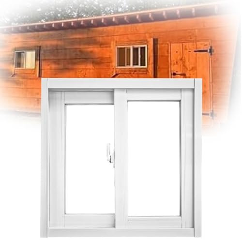 ZIUSFAC Fenêtre De sous-Sol Petite Fenêtre De Cave 50×40cm 60×40cm Fenêtre Coulissante avec Verre Transparent Fenêtre De Ventilation(White,(WxH) 85x53cm/34x21)