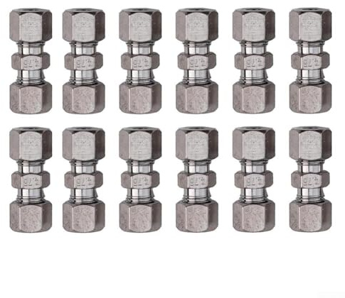 HEBEOT Assortimento di 12 connettori per tubi freni, raccordi per tubi freno da 4,75 mm, montaggio per sistemi frenanti auto e camion, ferro argento