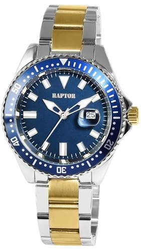Raptor Damen Armbanduhr Analog in Gold, Gesamtlänge 23.5 cm, Edelstahlarmband – 3 ATM