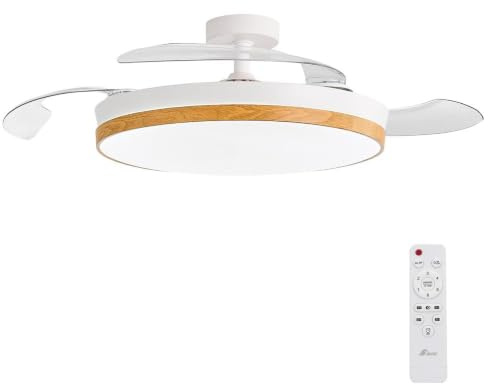 3NOD CONCEPT NATURE Ventilador de Techo con luz, Madera | Luz LED regulable, 3 tonos de luz, Motor DC, 6 velocidades, Mando a distancia, Temporizador 2H, Modo verano/invierno