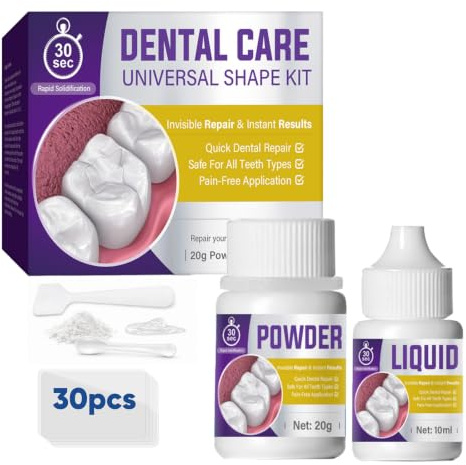 Cemento per Denti, con 20 g Polvere e 10 ml Liquido, 30 Volte, Bianco