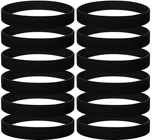GOGO 12 Braccialetti in Gomma per Adulti, Braccialetti in Silicone, Accessori per Feste, Braccialetto Elastico Multicolore-Nero