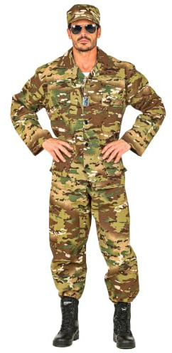 W WIDMANN MILANO Party Fashion - Soldat Kostüm Set | Mit Oberteil, Hose & Mütze, Army- & Camouflage-Look, Kostüm für Karneval & Mottoparty