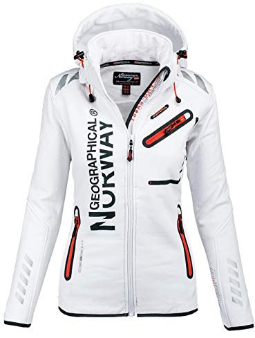 Geographical Norway Damen Softshell Funktions Outdoor Regen Jacke Sport [GeNo-24-Weiss-Gr.M]