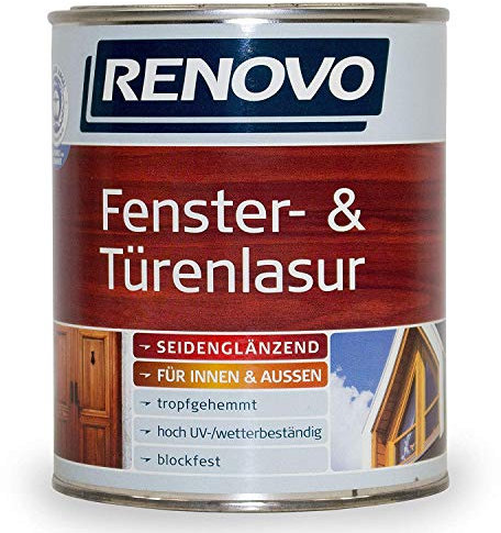 0,75L Renovo Fenster- und Türenlasur Holzlasur 0100 Farblos Seidenglänzend