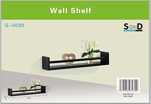 Floating Wall Mounted Wooden Modern Display Single Shelf Storage (Black G-0030)