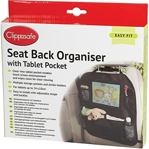 Planet Baby C59/1 – Organizers for Car | Car seat back organiser with clear tablet pocket, multiple storage pockets and drinks holders, easy fit straps