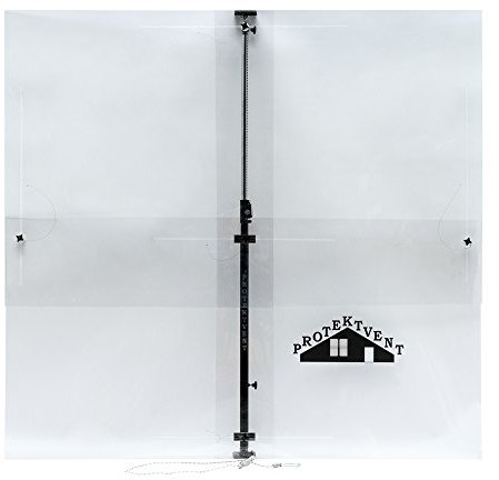 PROTEKTVENT Sistema de protección laboral para huecos de ventanas, puntal telescópico color negro, placas policarbonato transparentes, fácil instalación