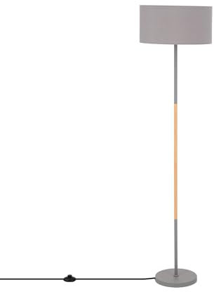 LEDKIA LIGHTING - Stehleuchte Silinda | Elegantes nordisches Design | Metall & Textil | Für E27 RGB/CCT LED | Wohnzimmer, Küche, Schlafzimmer, Grau