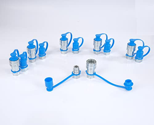 Lot de 6 raccords hydrauliques 1/2 NPT 1/2 AG avec bouchons anti-poussière Poppet Pioneer Style ISO 5675 Raccord rapide hydraulique