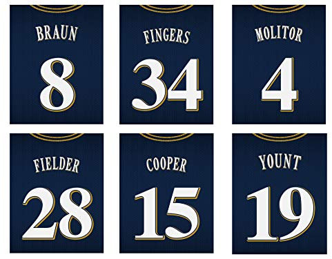 Milwaukee Brewers MLB Poster Set, Vintage Trikots, 20 x 25 cm, seidenmatt