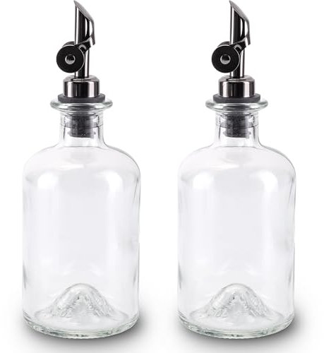 Lifestyle Lover Zuckerstreuer, Glas 350ml Flasche, Dosierer aus Edelstahl, ideal für weißer/brauner Zucker, Kakao (Blanko 2er)