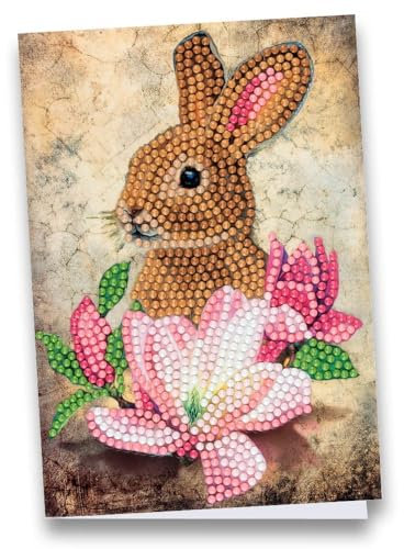Ideen mit Herz Diamond-Painting-Grußkarte | Din B6 (11,5 x 16,5 cm) | 370 g/m² | inkl. Umschlag & Werkzeug (Hase 01)