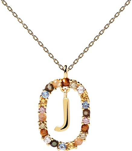 P D PAOLA - Halskette Buchstabe J- 925er Sterlingsilber 18k Vergoldung - Damenschmuck