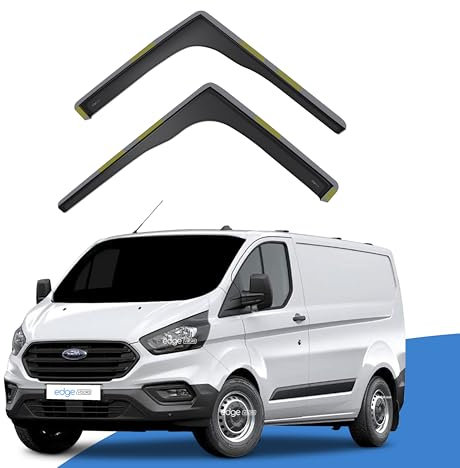 EdgeVisors Wind Deflectors | Fits: Ford Transit Custom MK1 (2012-2023) 2/4 Door Panel Van 2pc Set | In-Channel Rain Guards for Wind, Rain & Sun Protection, Easy Installation - Tinted