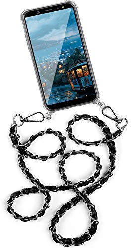 Handykette kompatibel Für Samsung Galaxy F22,Metallkette mit Handy Hülle Smartphone Necklace Hülle zum Umhängen - Anti Shock Full TPU Case Handyhülle Case mit Kette zum umhängen in Metall Gold