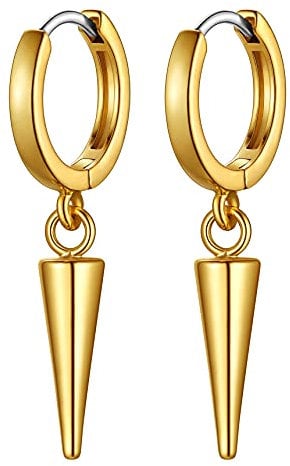 Bestyle Damen Herren Ohrringe, Creolen Silber 925 Damen Hoop Rund mit Kegel, Gothic Ohrringe vergoldet