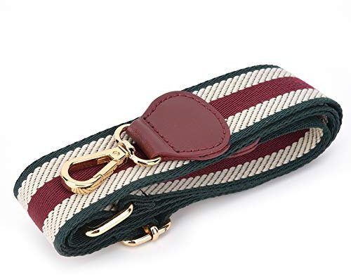 Schultergurt, Umhängegurt Breiter Streifen Taschenriemen Schräg Verstellbarer Taschengurt mit Metallhaken Lederhandtasche Ersatzteil Handbuch Handtasche Tasche DIY Zubehör[12#Dunkelgrün Dunkelrot]