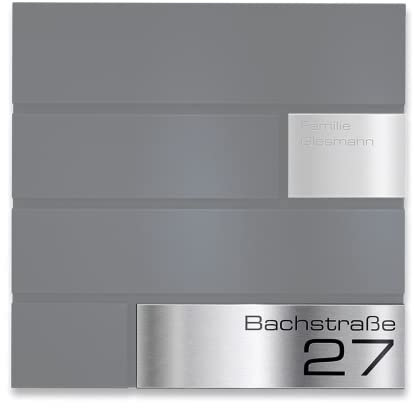 Metzler Targhetta per cassetta delle lettere in acciaio inox V2A, in acciaio inox, targhetta di ricambio per cassetta delle lettere, modello G, retro autoadesivo