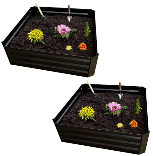 Woodside Raised Steel Grow Bed Planter, Set of 2 – Durable Outdoor Garden 300L Planting Box for Vegetables, Herbs, and Flowers – Weather-Resistant Metal Raised Bed for Patio and Backyard Gardening