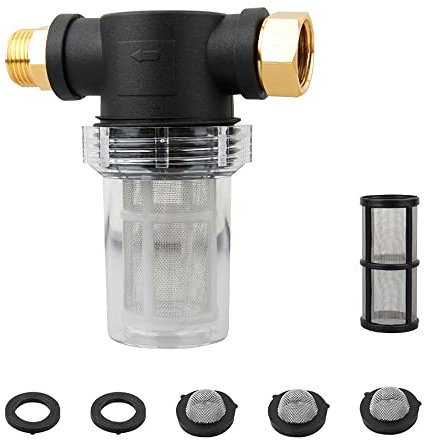 VOANZO Garden Hose Filter Water Hose Debris Line Filter Attachment with 100 Mesh Screen Inline Water Filter for Pressure Washer Inlet and Transfer Pump