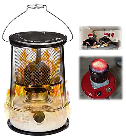 Vendics Tragbarer Petroleumheizer Zeltheizung Effizienter Campingkocher Indoor 360° Surround Heizung Mit 6 Dochten Und 2 Paar Handschuhen Mit Fallschutz/6L/Weiß