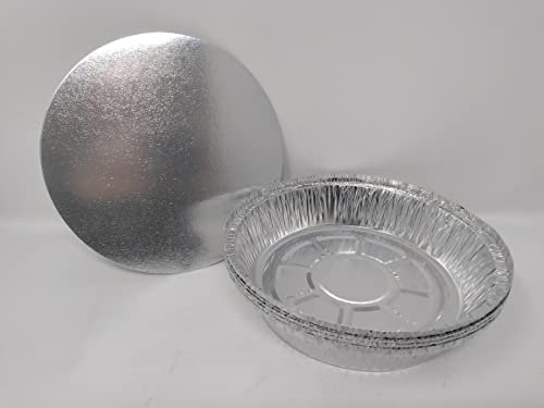 Foglish Home & Garden 25 x Round 7 18cm Aluminium Foil Pie Flan Dishes with Lids Cooking Baking Re-Heating BBQ 18.3x4.cm Airfryer Oven