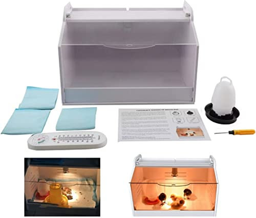 CDZHLTG Brutinkubator Küken Aufzucht Box Küken Wärmeplatte Kükenheim Kükenwärmebox mit Thermometer & Wärme Lampe Aufzucht Reptilien Geflügel Inkubator 48x30x32cm für Geflügel, Reptilien und Kleintiere
