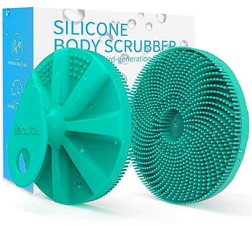 BEAUTAIL Limpiador corporal de silicona, cepillo de baño de ducha de 3ª generación, hace espuma bien, cuerpo de masaje suave, más higiénico que la lufa tradicional, exfoliante suave para pieles