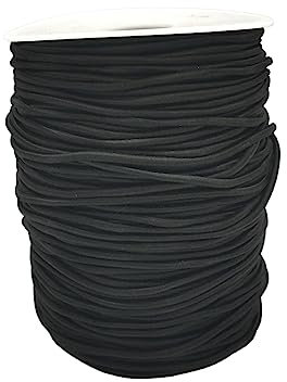 Cordón Elástico, Negro, Redondo, Hilo Elástico, Cuerda de Hilo para Hacer Pulseras, Collares y Joyas, Ideal para Manualidades, (2mm, Elástico Negro - 100 Metros)