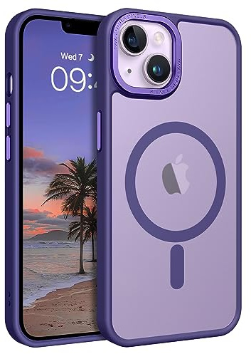 BENTOBEN Magnetic for iPhone 13 Case & iPhone 14 Case [Compatible with Magsafe] Translucent Matte Phone Case iPhone 13/14 Slim Shockproof Women Men Protective Cover for iPhone 13/14 6.1, Dark Purple