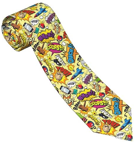 ZORIN Comic Elements Krawatten für Herren, schmale Seidenkrawatte, 8 cm, für Hochzeit, Party, Business, Abschlussfeier, Schwarz , Einheitsgröße
