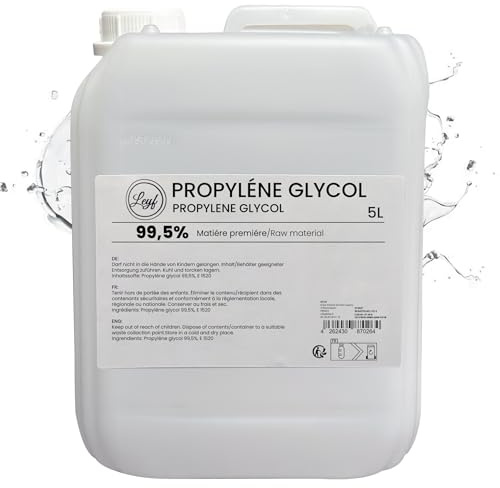 Leyf 5000 ml Propylenglykol E1520, Perfekt für DIY, Pharmaqualität 99,7% Reinheit, Lebensmittelqualität, Raw Material PG, Rein, Vegan, Ph. Eur/USP, 5L