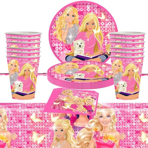Kit de Vajilla Princesas para Cumpleaños, 41 Piezas Infantil, Juego de Fiesta con Platos, Servilletas, Tazas (10 Invitados)