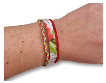Bracelet liberty tissu, suédine, coton, aux motifs fleuris, couleur rouge, vert, beige, gris