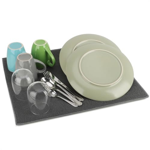 COM-FOUR® tapis égouttoir pour vaisselle, couverts et casseroles - égouttoir 48 x 38 cm - tapis de séchage en microfibre - tapis d'évier (1 pièce - tapis)