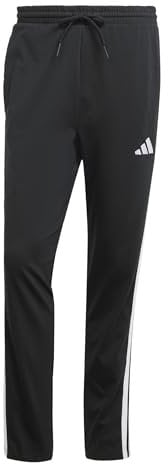 adidas Men's Essential Three Stripes Single Jersey Pant, Black/White, XL