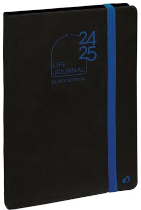 Quo Vadis - Kalender 16 Monate – 2024 – 2025 – Plan Note Black – Wochenkalender Notizen – mehrsprachig – Life Journal – Schwarz – 16 Monate September bis Dezember – 15 x 21 cm – Papier Clairefontaine