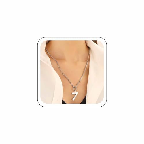 Wendalern Punk Nr. 7 Anhänger Halskette Sport Anfang Charms Kette Edelstahl Pullover Kette Hip Hop Schmuck für Frauen und Männer