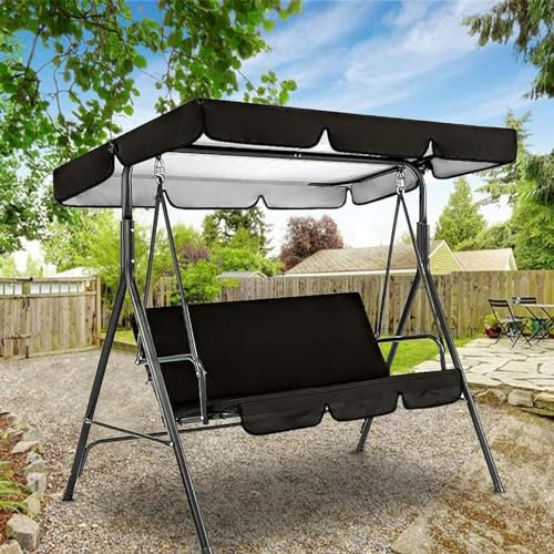 XDRGOOIUY Garden Swing Waterproof Canopy, Double Swing Replacement Oxford Cloth Canopy Top Set, Outdoor Patio Swing Seat Cover for Backyard, Oxford Cloth Canopy