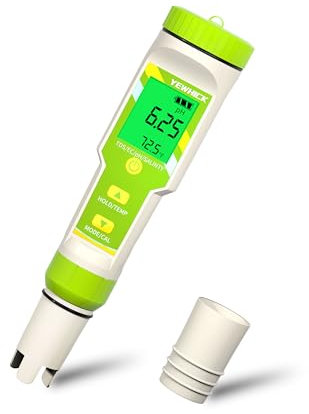 YIYEGO Digital pH Messgerät, Wasserdicht 5-in-1 Salz EC TDS Temp pH-Tester, EC PPM TDS Messgerät für Pool, Professionelle Hydroponik pH Wert messgerät für, Indoor-Garten, Hausbrauen, Aquarium