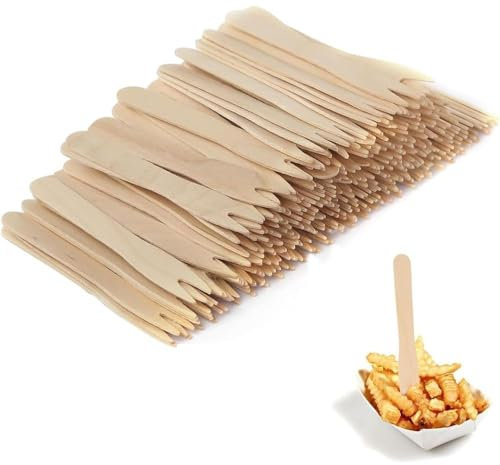 3000 PZ Forchette Forchettine in legno due punte per patatine fritte