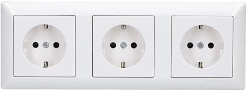 Jung SCHUKO Set Alpinweiß Serie AS AS583WW Rahmen 3-fach + 3x A1520KIWW SCHUKO® Steckdose mit Berührungsschutz