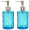 2 Pack Glass Soap Dispenser Bathroom Countertop Shampoo and Conditioner Dispenser Washing Up Liquid Hand Soap Pump Bottle Dispenser Kitchen(2, Blue)