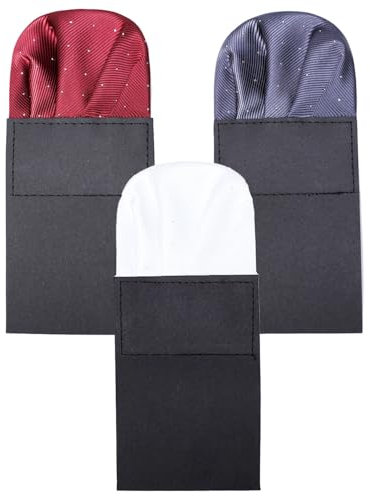 Zeayebsr 3PCS Herren Einstecktuch Vorgefaltet für Den Perfekten Sitz - Weiß, Seide, Mit Halter