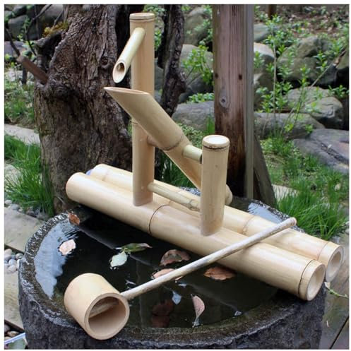 Fontaine à eau Feng Shui faite à la main en bambou avec pompe universelle pour jardin zen japonais fontaines à eau d'extérieur pour bassin et jardin