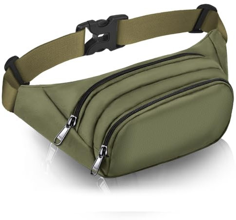 Große Bauchtasche für Damen und Herren – Syican Hüfttasche mit 3 Reißverschlusstaschen, Geschenke für Sport, Reisen, Workout, Freizeit, freihändige Crossbody-Tasche, passend für max. 20 cm (7,9 Zoll)