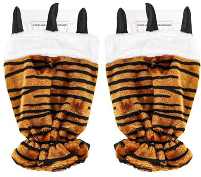 lasuroa 2stk Eiskratzer mit Handschuh, Handschuhe mit Tiger-Print mit eingebautem Eiskratzer aus Hält Warm Plüsch Auto-Windschutzscheiben Eiskratzerhandschuh für Autos Entfernt im Winter Schnee EIS